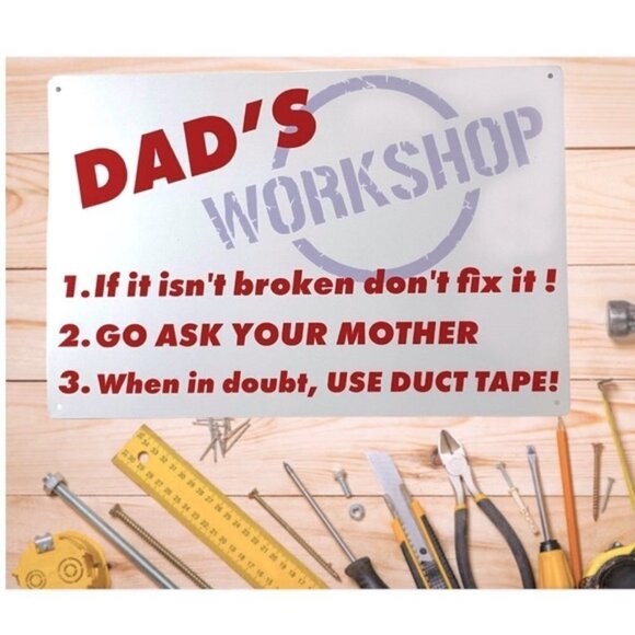 Metal Sign Dad’s Workshop Wall Plaque Retro Decor Man Cave Garage Gift Rectangle - Picture 1 of 11